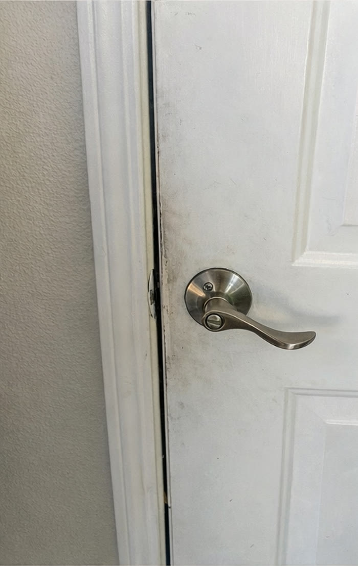 White door and trim before cleaning