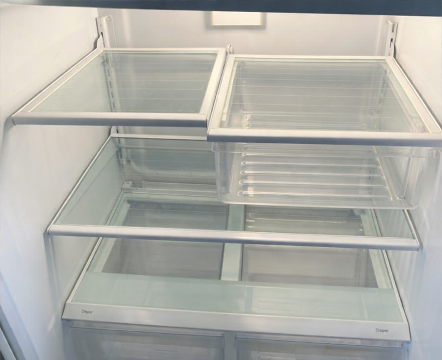 Clean refrigerator interior after detailed cleaning