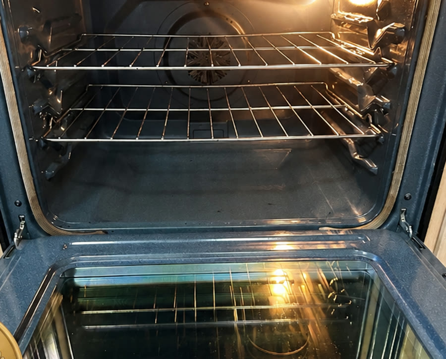 Oven after grease and grime removal